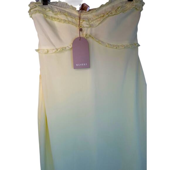 NWT - Meshki Olivette Strapless Chiffon Maxi Dress in Lemon Sherbert- Size M - Picture 5 of 16